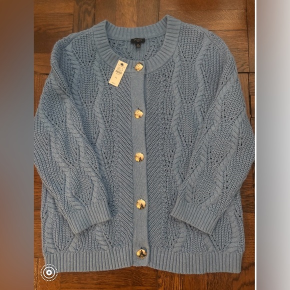 Talbots Sweaters - Talbots Light Blue Cable Cardigan